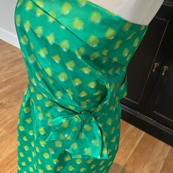 Kate Spade Kelly green strapless silk dress New York peacock way Kay 12 - Picture 4 of 14